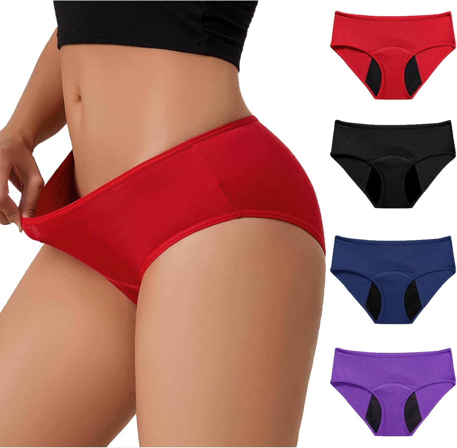 Period Underwear for Women Teens Girls Menstrual Briefs, Washable Leakproof Incontinence Protective Briefs Reusable