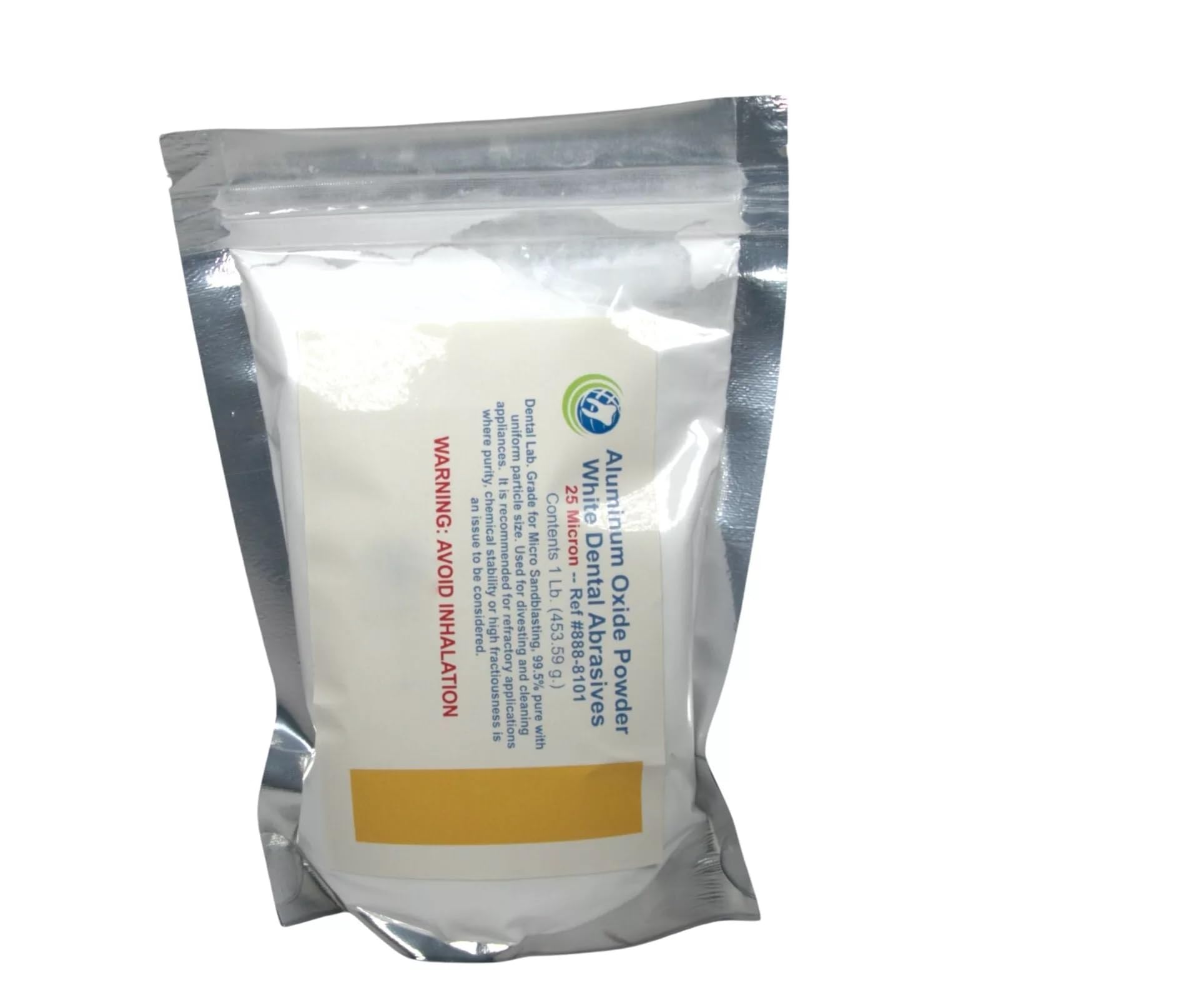 1LB.White Aluminum Oxide - Used in Dental Lab, Arts and Crafts, Sandblasting, Texturing, Polsihing -1LB Per Bag - 25 Microns - 99.5% Pure