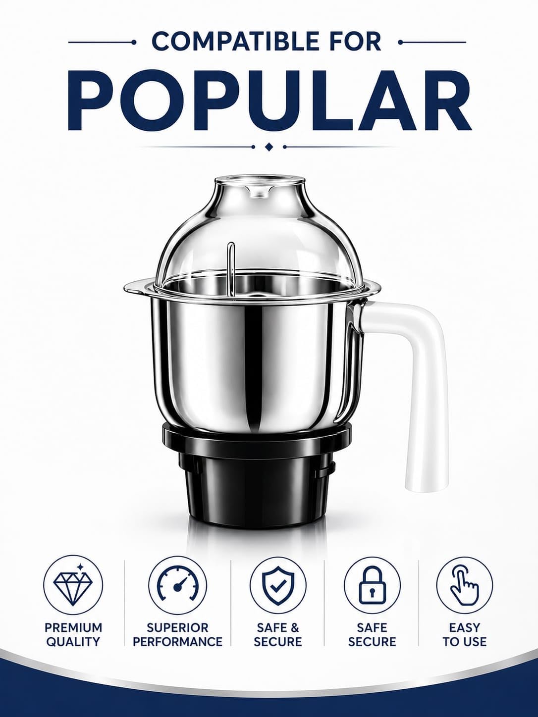 100% Compatiable (500 ml) Mixer Jar | Compatible with Preethi Blue Leaf Mixers | Chutney & Grinding Jar | Durable Stainless Steel Blade |1 Year Warranty (500 ml) — Amazon image 8