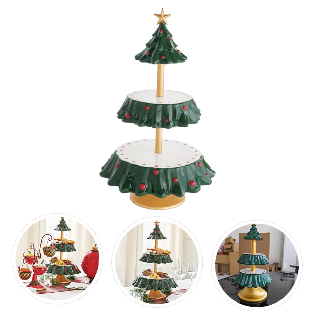 Amazon.co.jp: HAWILLOSCH ケーキスタンド 段構造 大容量 クリスマス