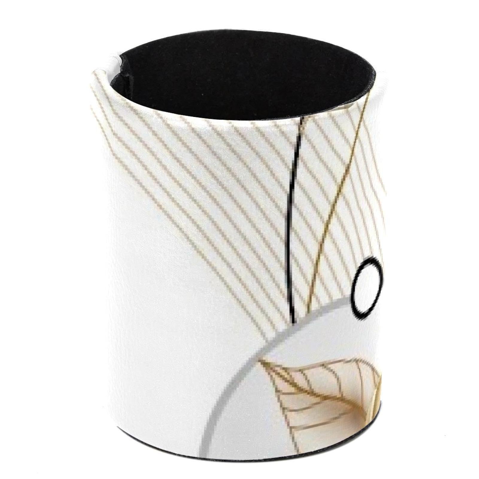 VIOQXIFresh Style Dmall Flower Texture PU Leather Round Pencil Pen Cup Holder, Pen Cup Makeup Brush Holder, Pen Holder Pot for Classroom Home School Desk