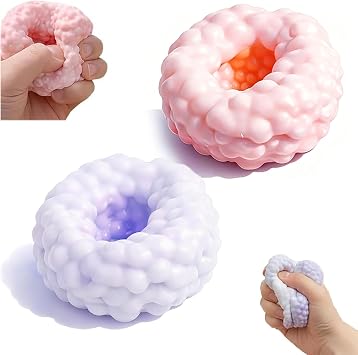 2PCS Crunchy Squishy Stress Ball, Crunchy Stress Ball with Beads,Anxiety Relief Fidget Ball for Adults & Kids, ASMR Squeeze Fidget Toys, Party Favors & Student Classroom Prizes Gifts Purple+Orange