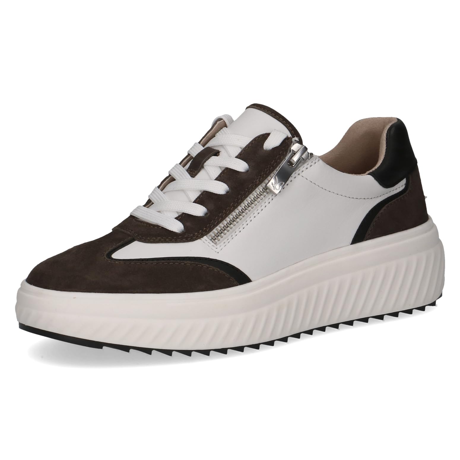 Caprice Damen Sneaker flach aus Leder mit Reißverschluss