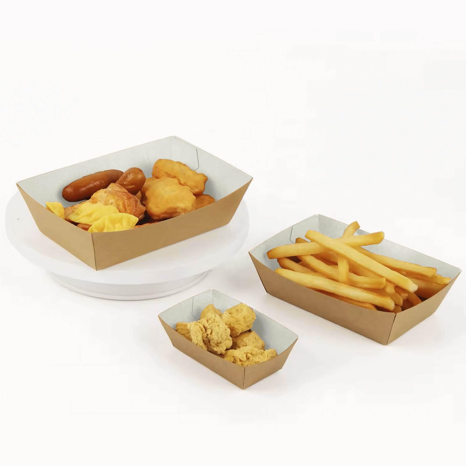 MAXI PRODUCTS - 500 pezzi ciotola in cartone usa e getta - ciotola snack - cibo da asporto - vassoio cartone - pasti caldi e freddi - antipasto monouso -9,5 x 6,5 x 3,5 cm - impilabile