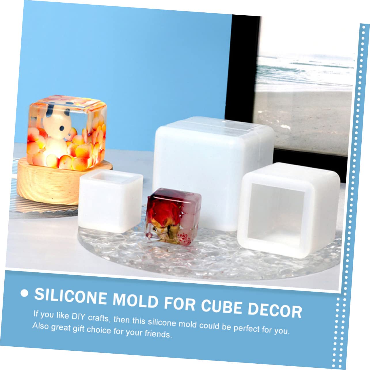 NUOBESTY 15pièces Moule à Cube Silicone Moules DIY Époxy pour Décorations Artisanales Et Bougies Carrés Pratiques Et Flexibles pour Bricolage Et Fêtes