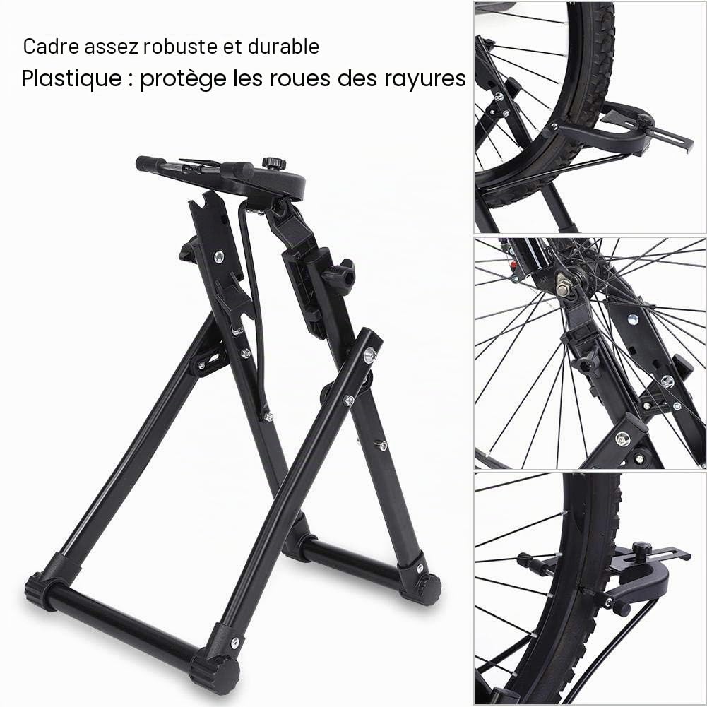 Béquille de Roue pour vélo, Support pour Entretien de vélo, Pliable, Support de vélo Universel réglable, Béquilles d'extérieur pour vélo Ajustable Socle de Montage pour vélo