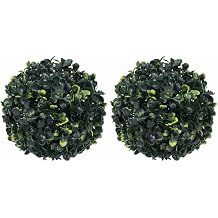 Artificial Boxwood Balls 2 pcs 8.7 Inches for Indoor Outdoor Decor