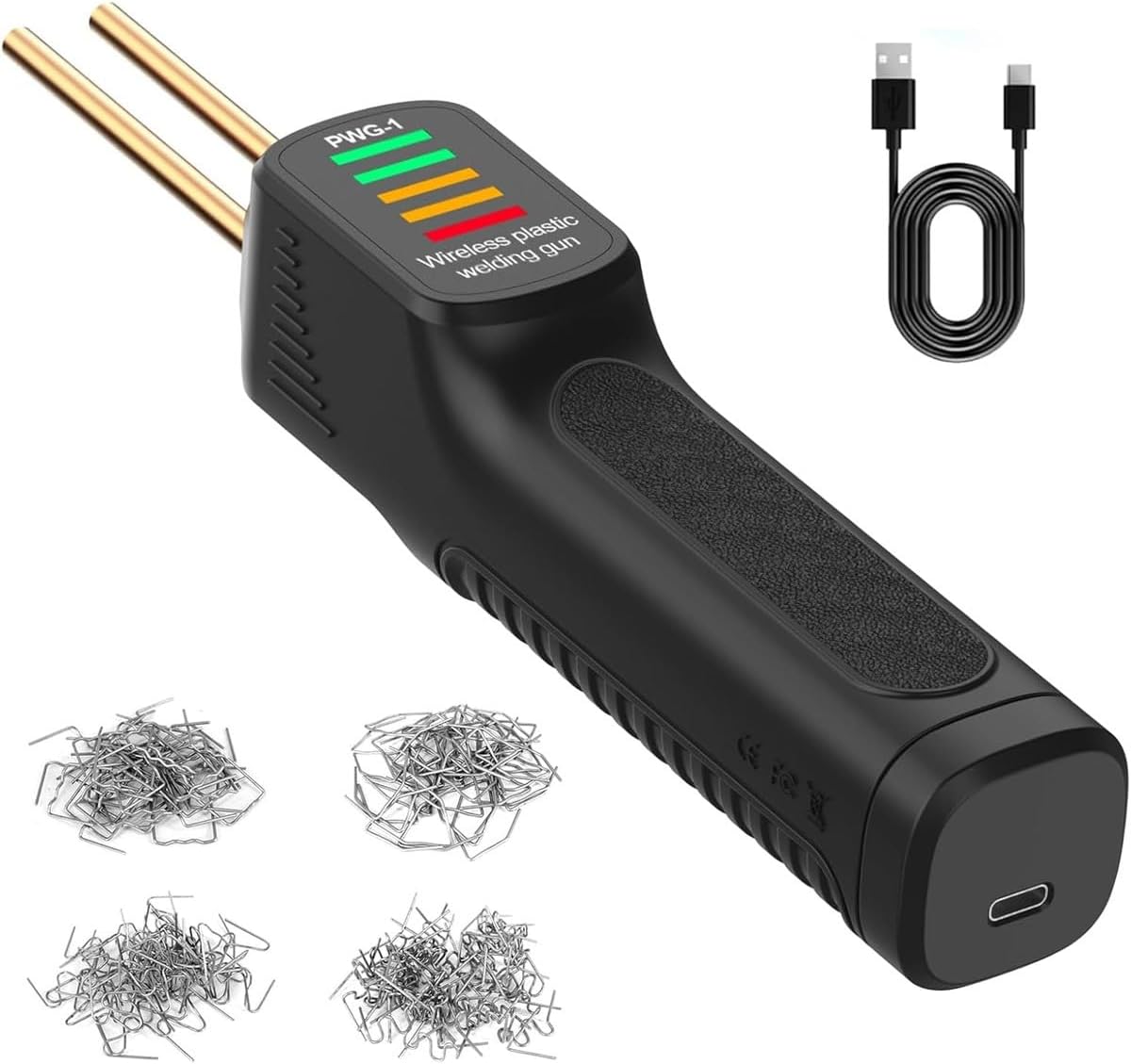 Cordless Plastic Welder Kit,USB Rechargeable Handheld Plastic Welding Set with 200PCS Staples,2600mAh Portable Mini Welding Machine,for Car Bumper Repair