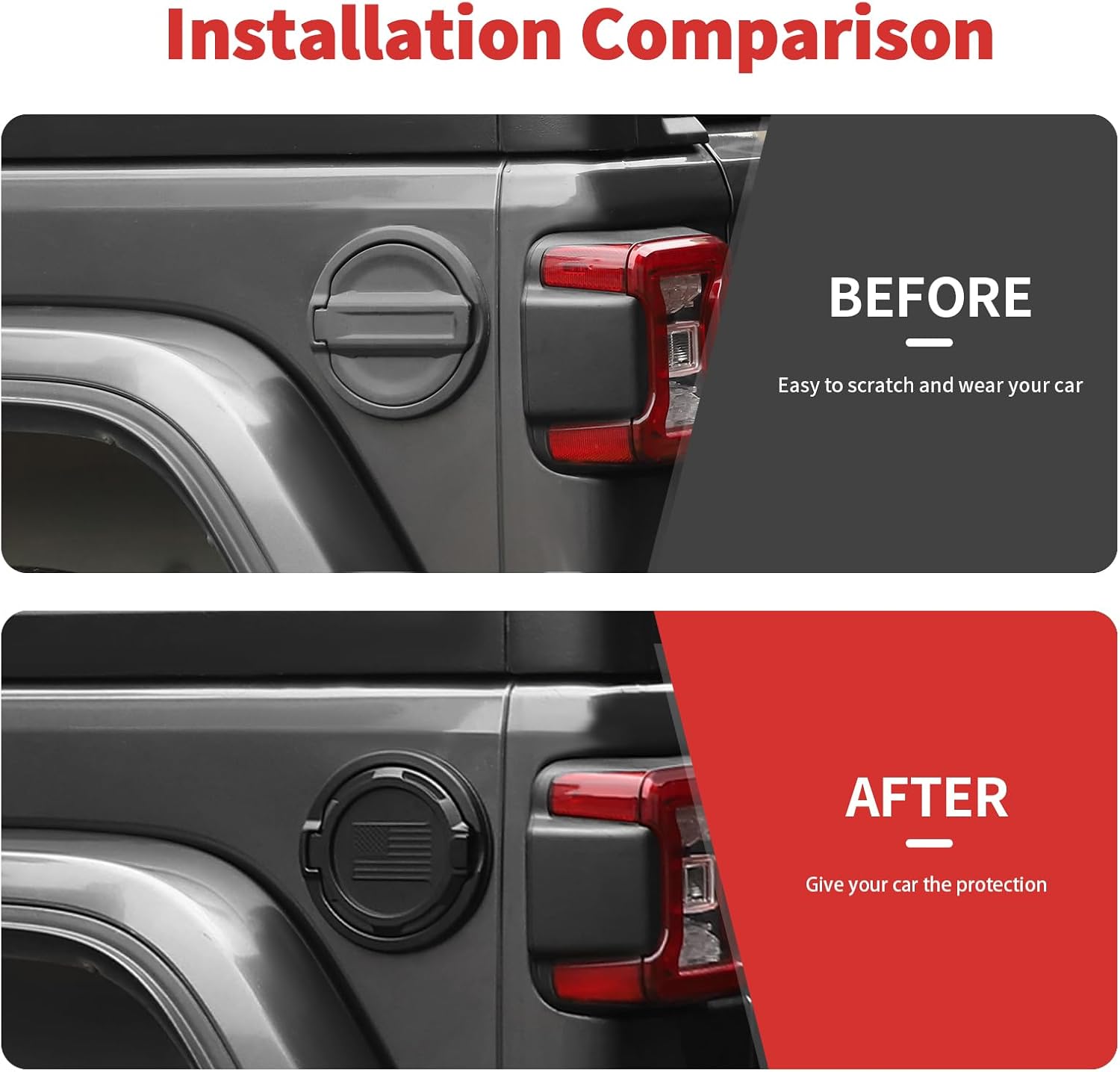 Gas Cap Fuel Door Gas Cap Cover Fit for 2018-2026 Jeep Wrangler JL JLU & Jeep Gladiator JT (Black Flag,Aluminum Alloy)