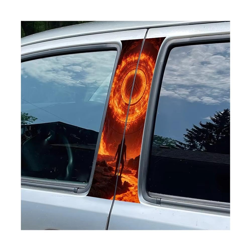 Auto Accessory Car B Pillar Waterproof Center Column Flaming Rune Circle Glossy Protective Polyethylene Film