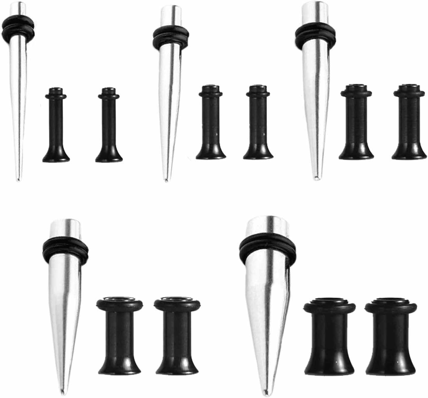 BodyJ4You 15PC Gauges Kit Ear Stretching 12G-00G Tapers Tunnel Plugs Surgical Steel Body Piercing Kit