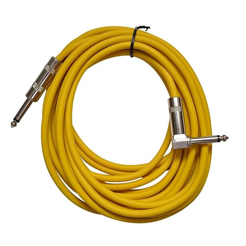 Seismic Audio SAGC20R-Cable de guitarra de ángulo recto a recto amarillo amarillo de 20 pies