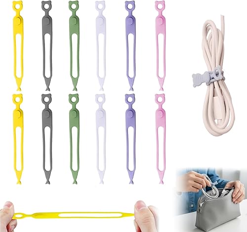 Miniatura 1 de Data Cable Organizer, 2025 Upgrade Multipurpose Silicone Headphone Organizers, Reusable Cable Management Organizers, Elastic Cord Silicone Cable