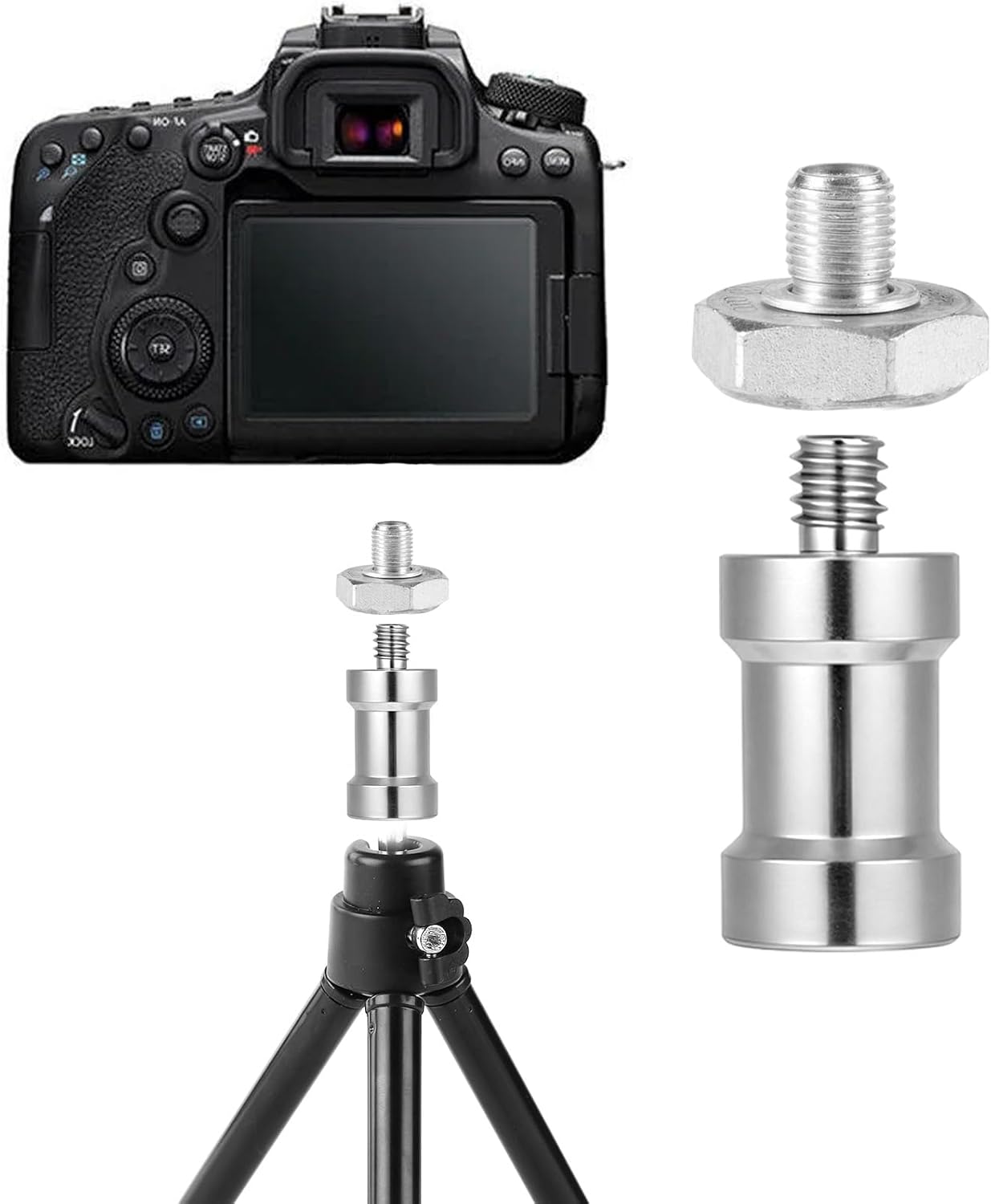 2 PCS Hotshoe/Coldshoe Adapter, 1/4" Female to 1/4" Male Convertor Threaded Screw Adapter Spigot Hotshoe/Coldshoe Adapters Ball Head Flash Trigger Receiver Light Stand adapters for Studio Light Stand