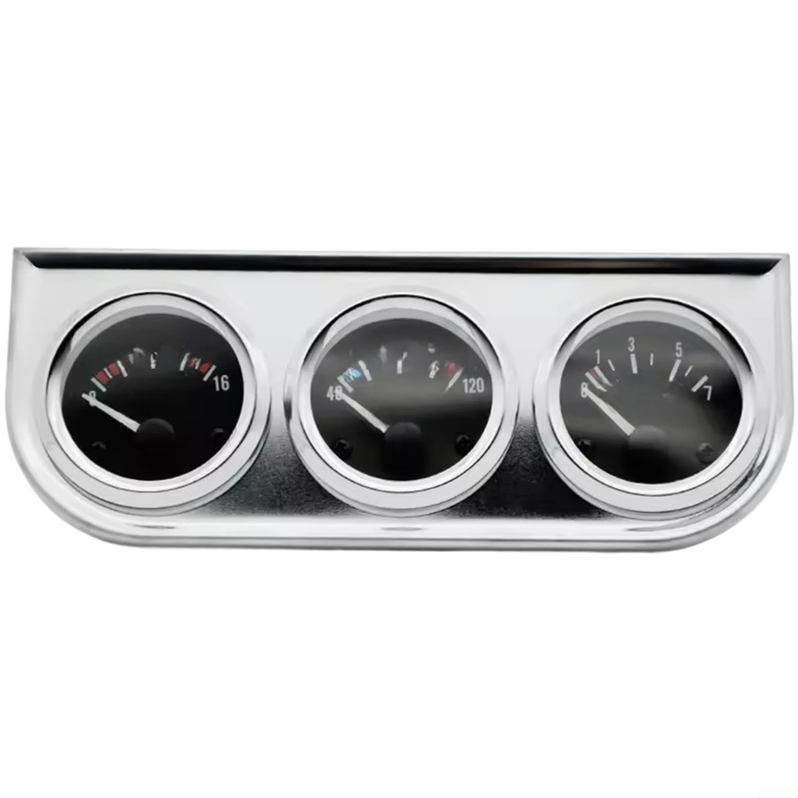 Juego de calibre 3 en 1 para coche, 52 mm, voltaje de aceite, temperatura del agua, voltímetro, instrumento combinado para coches, camiones, 12 V, carcasa de ABS, color blanco y negro, montaje (B)