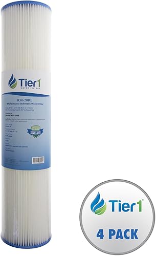 Miniatura 2 de Tier1 Paquete de 4 cartuchos de repuesto de filtro de agua de sedimentos plisados de poliéster para toda la casa, compatible con Pentek R30-20BB,