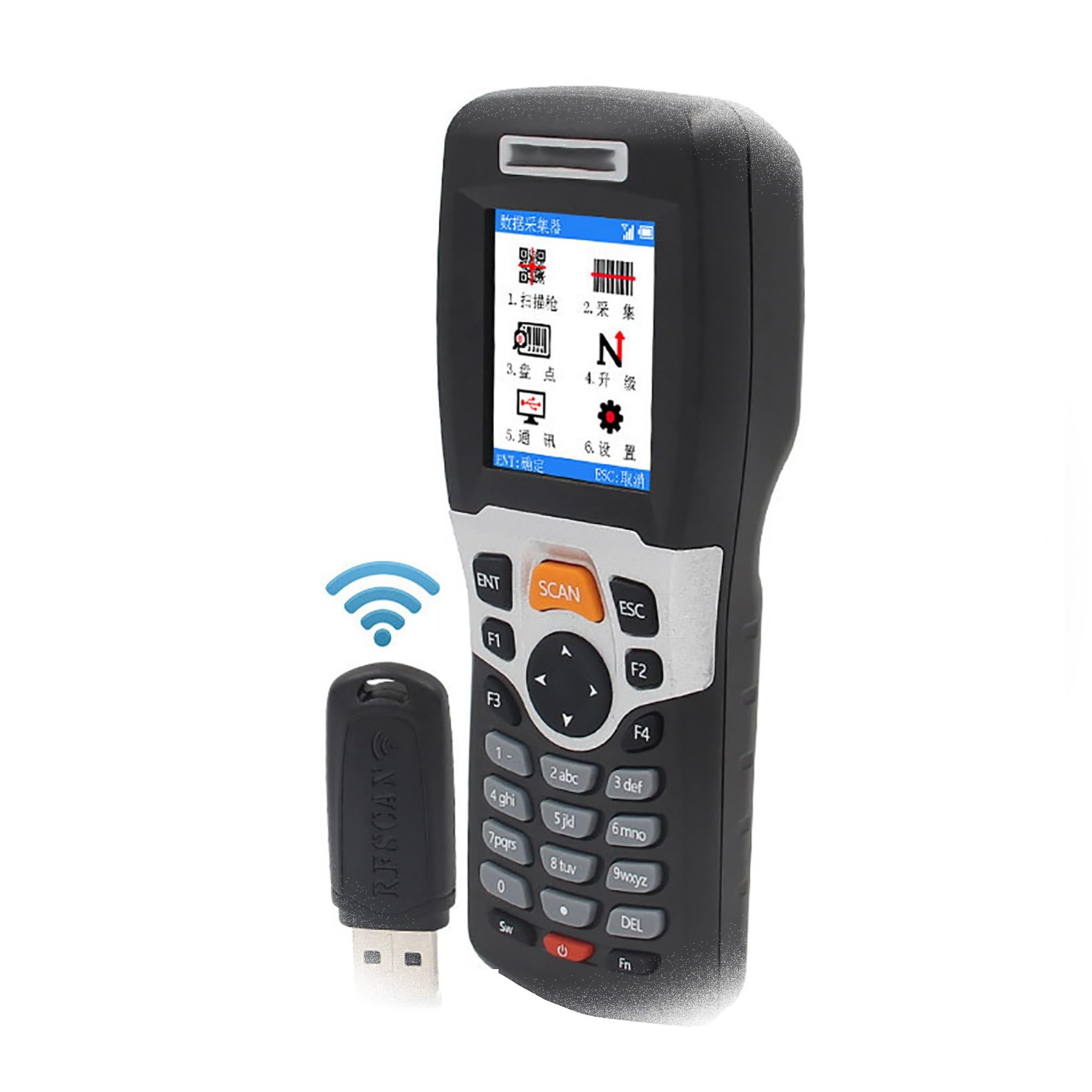 1D Escáner de Código de Barras Inalámbrico 2,4G Escáner de inventario y coleccionista, Lector de código de Barras para escanear colección e inventario con Pantalla LCD de 2,2 Pulgadas