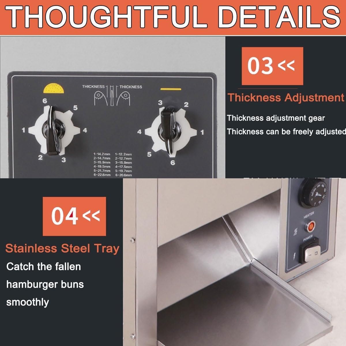 Commercial Burger Buns Machine,2000W Electric Vertical Burger Baking Machine with 50-300℃ Adjustable Temp,Automatic Conveyor Bun Griller Toaster,for Hamburger Shop, Restaurants