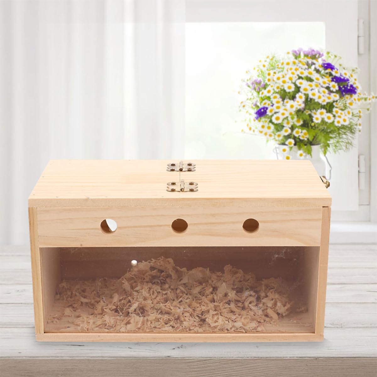 PRETYZOOM Caja Nido para Pájaros Transparente Grande, Madera Segura para Periquitos y Agapornis, Caja de Cría Interior y Exterior, Suministro para Aves, Nido Colgante Práctico y Fácil