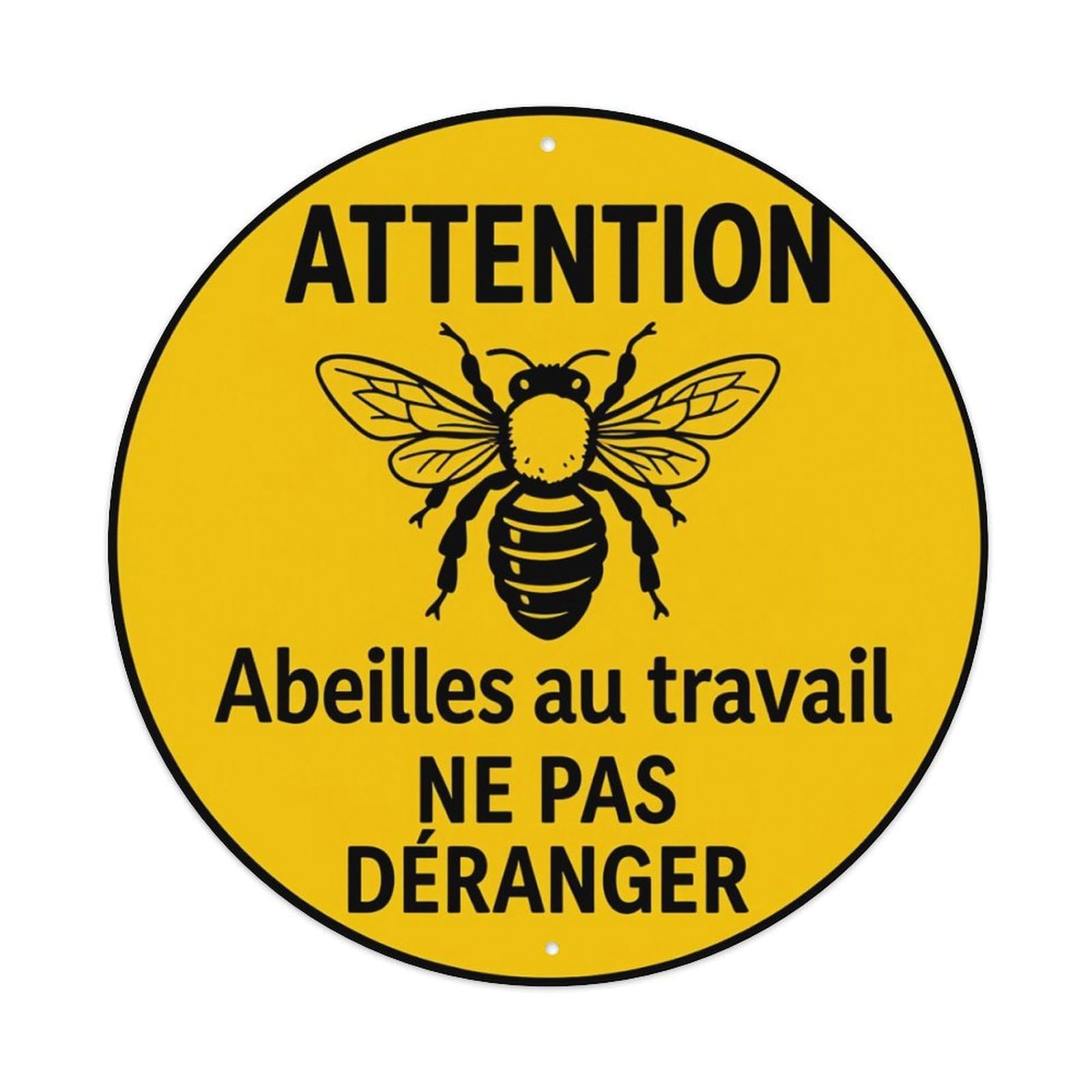 Attention Bees At Work Do Not Disturb Round Tin Sign Retro Metal Sign for Cafe Bar Pub Home Game Room Gym Club Wall Decoration Vintage Metal Poster 8x8 Inch