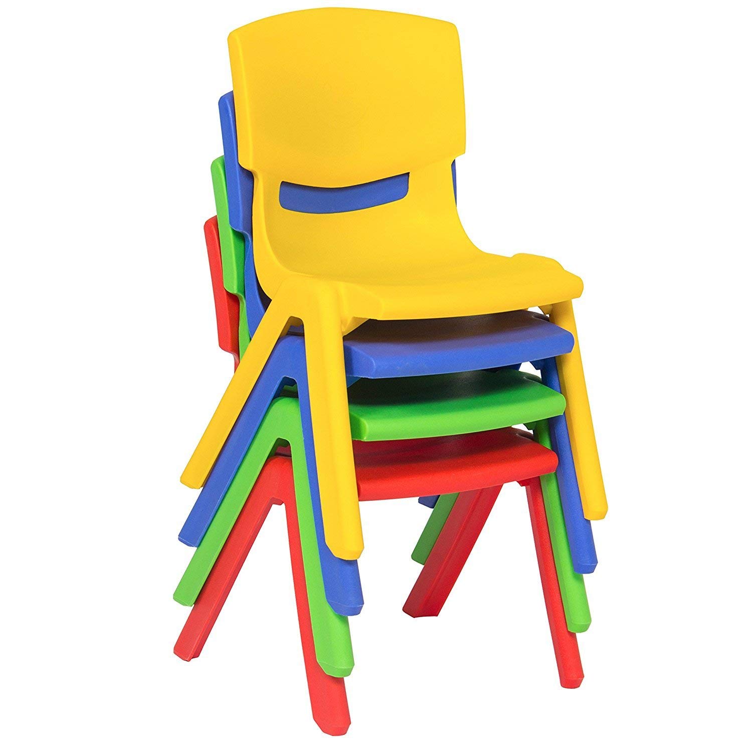 Kids Plastic Stackable Chairs, Multi-Color Pack of 4, Indoor Outdoor Use & Playschool Activity Chair (12")-image-10