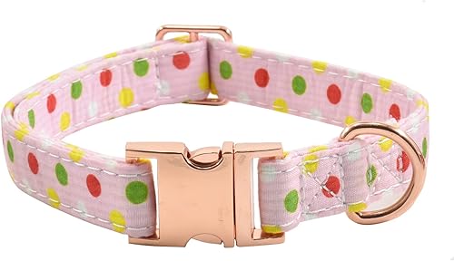 Collar de perro con hebilla de metal duradero y ajustable suave para perros pequeños medianos y grandes punta rosa L 15-23 pulgadas
