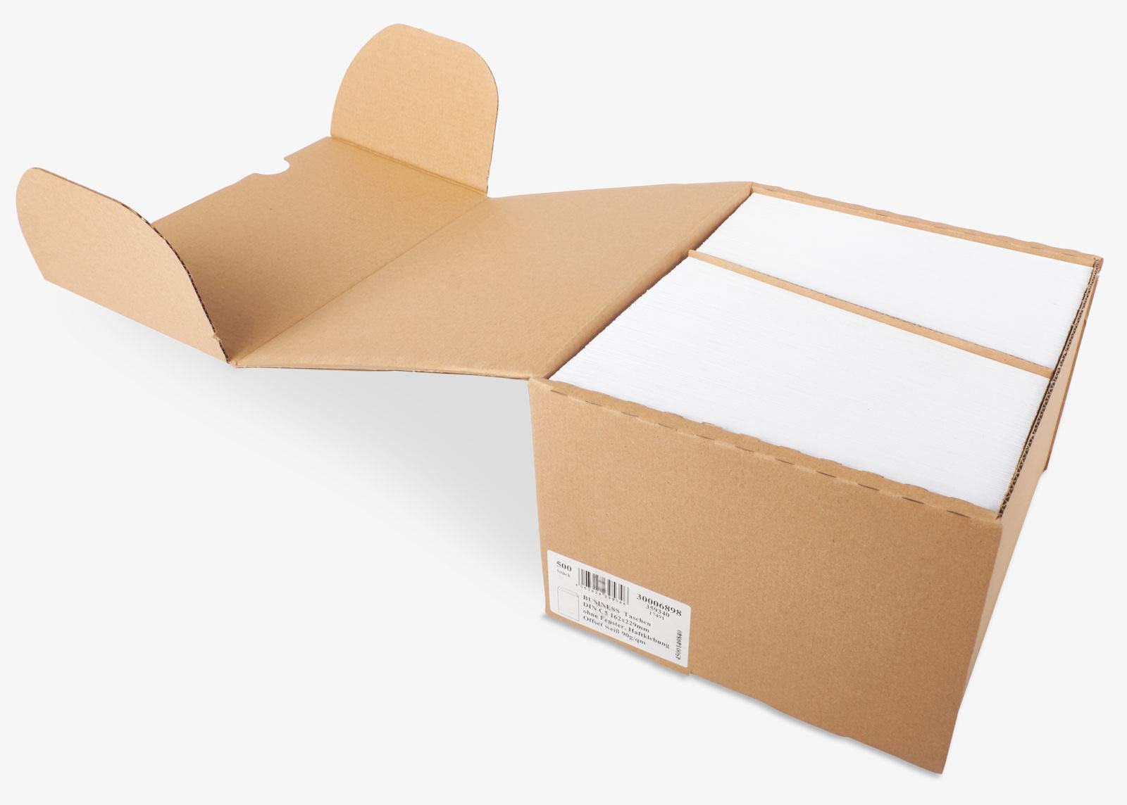 KK Verpackungen Versandtaschen DIN C5 162x229 mm | 2000 Stück, Haftklebend ohne Fenster | 90 g/m² Briefumschläge | Weiß