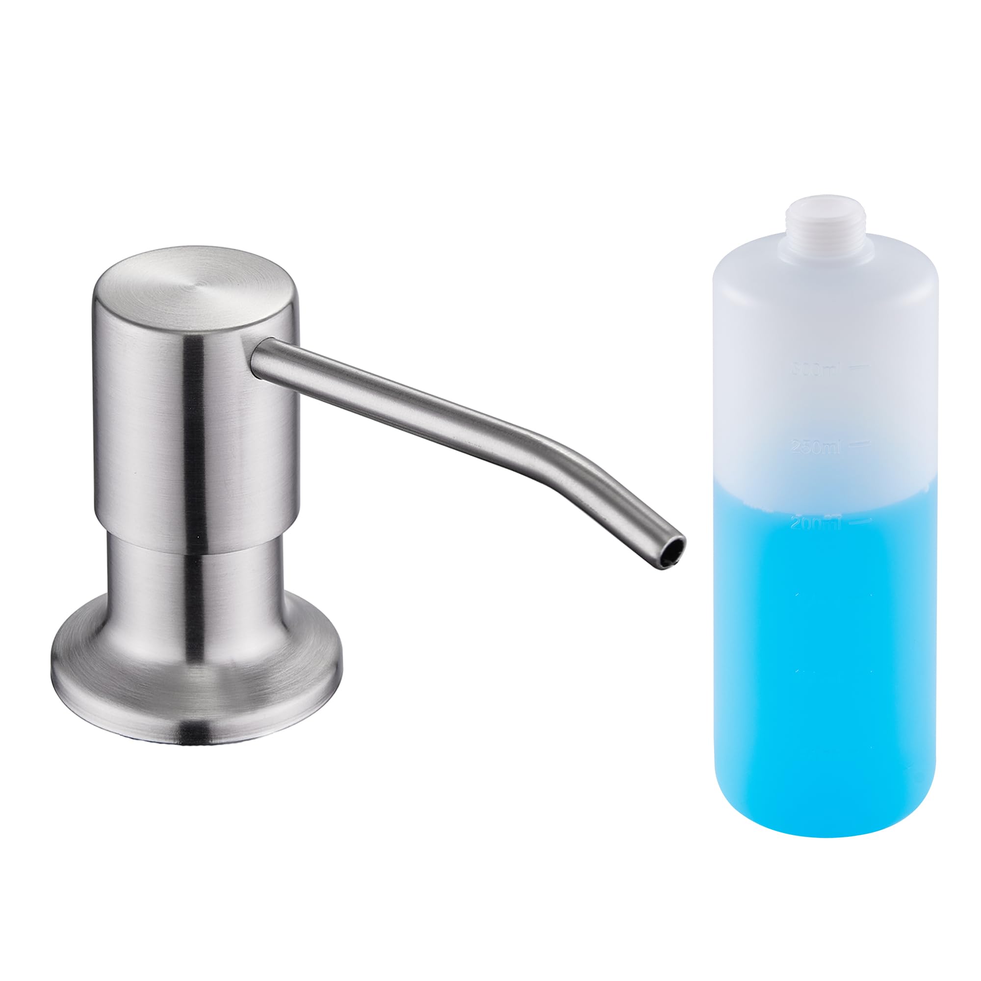 Sink Soap Dispenser Brushed Nickel, Soap Dispenser for Kitchen Sink Stainless Steel Refill from The Top Built in Sink Soap Dispenser with 13 OZ Soap Bottle