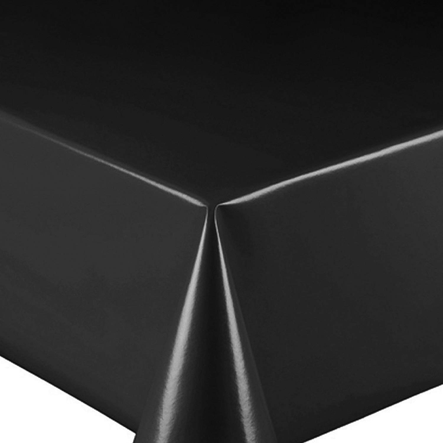 PVC Tischdecke Uni SCHWARZ Wachstuch · Breite & Länge wählbar · abwaschbare Tischdecke Glatt glänzend, Größe:140 x 2500 cm