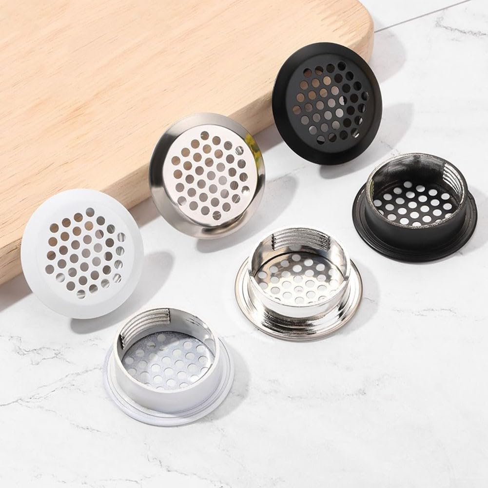3x Edelstahl Lüftungsgitter Rund - Silber, Für Schrank, Kleiderschrank & Wandmontage