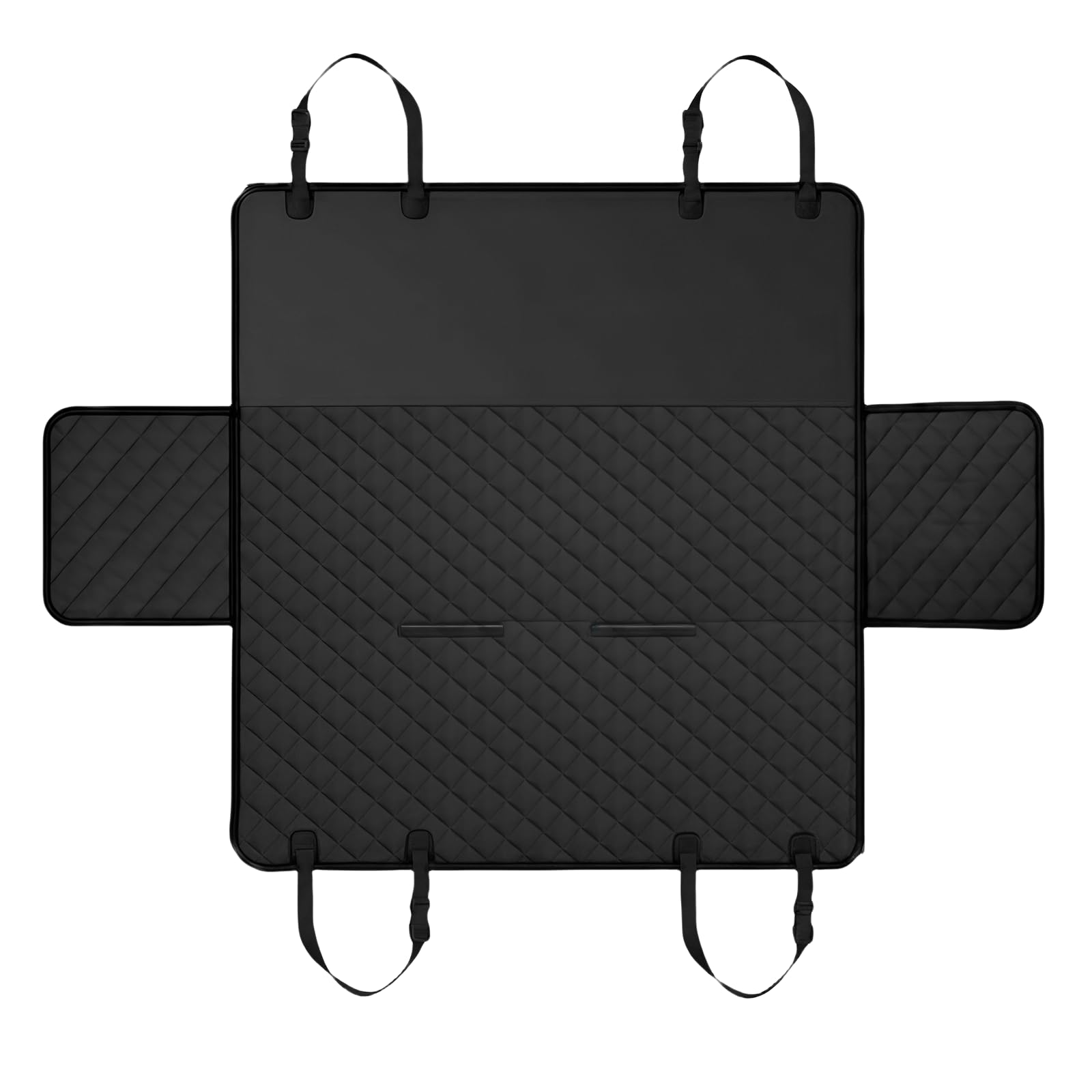 All-in-One Heavy Duty Waterproof Scratch-Proof Dog Back Seat Cover Hammock with Side Flaps, Adjustable & Portable, Easy Install for SUV/Trucks, Compatible with Child Car Seat - Black