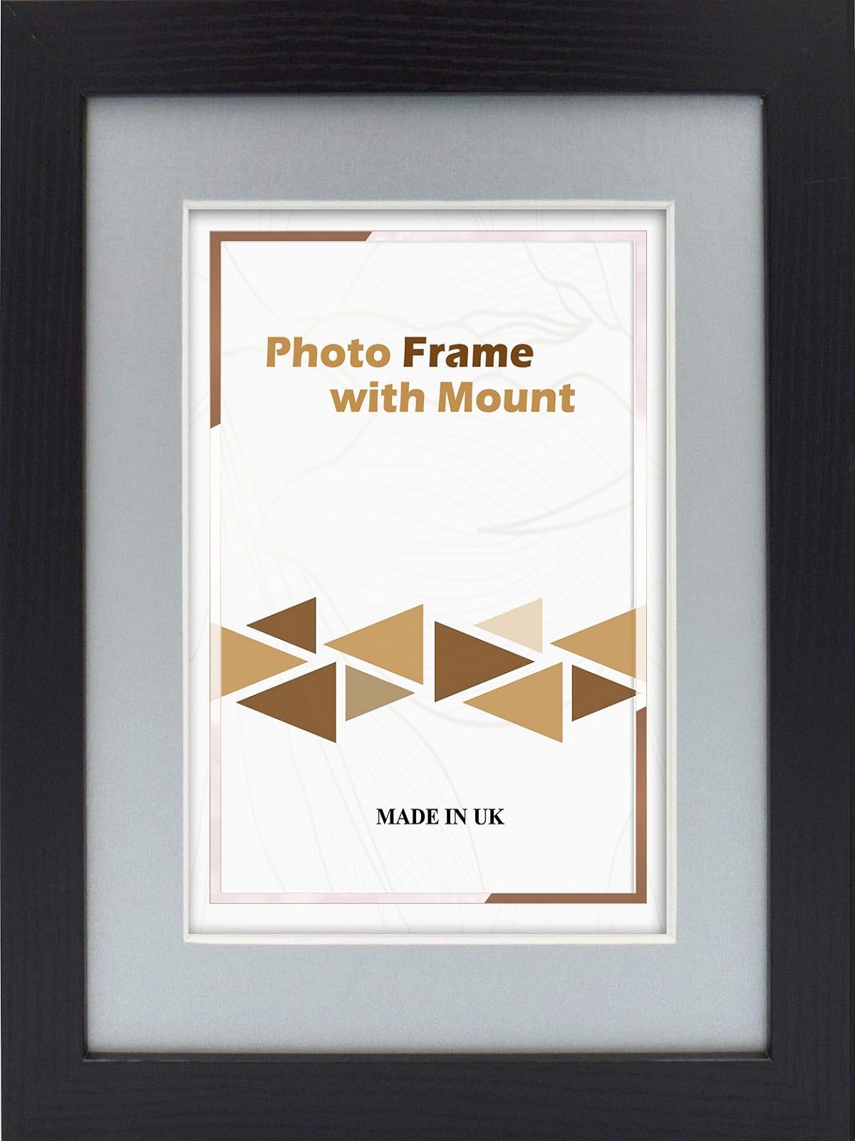 OSUK Black Photo Picture Frame Poster Frame With Mount Various Size White Ivory Black Grey Blue Mount (50x60cm for Pic Size 40x50cm, Grey Mount)