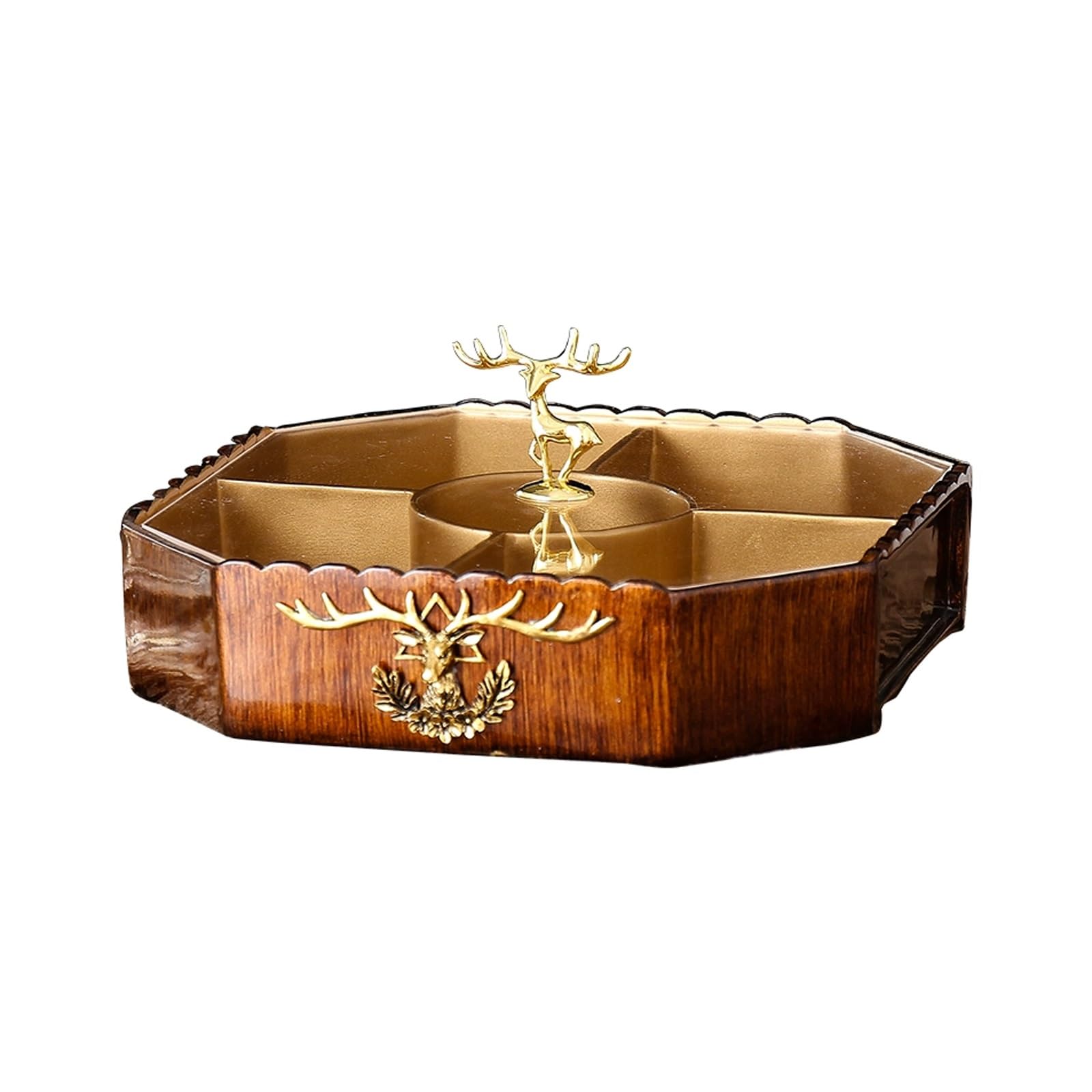ROHCGHC snack tray， Snack Serving Tray with Lid, Resin Divided Appetizer 5 Compartments Food for Dried Fruits, Candy, Nuts, Cookies, Treats