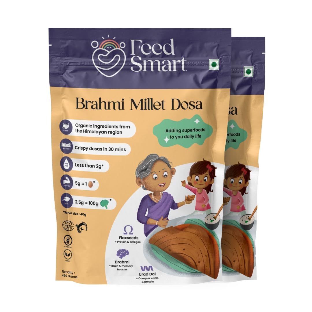 Feed Smart Instant Dosa Mix Batter Dry | Superfood Ingredients | Brahmi | Flax Seeds | Millets | Rich in Fiber | Millet Dosa Mix | - Pack of 2 (450g Each) (B0CJYYWTK4) Amazon Price History, Amazon Price Tracker