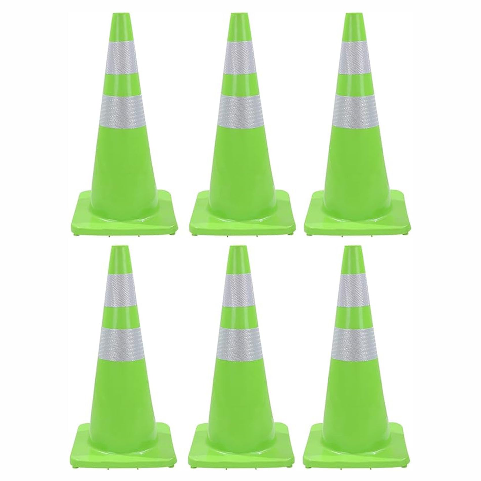 Cônes de Signalisation et de Stationnement en PVC avec Base Lestée et Bandes Réfléchissantes Cônes Polyvalents pour Chantiers Usage Domestique,Circulation(Color:6C)