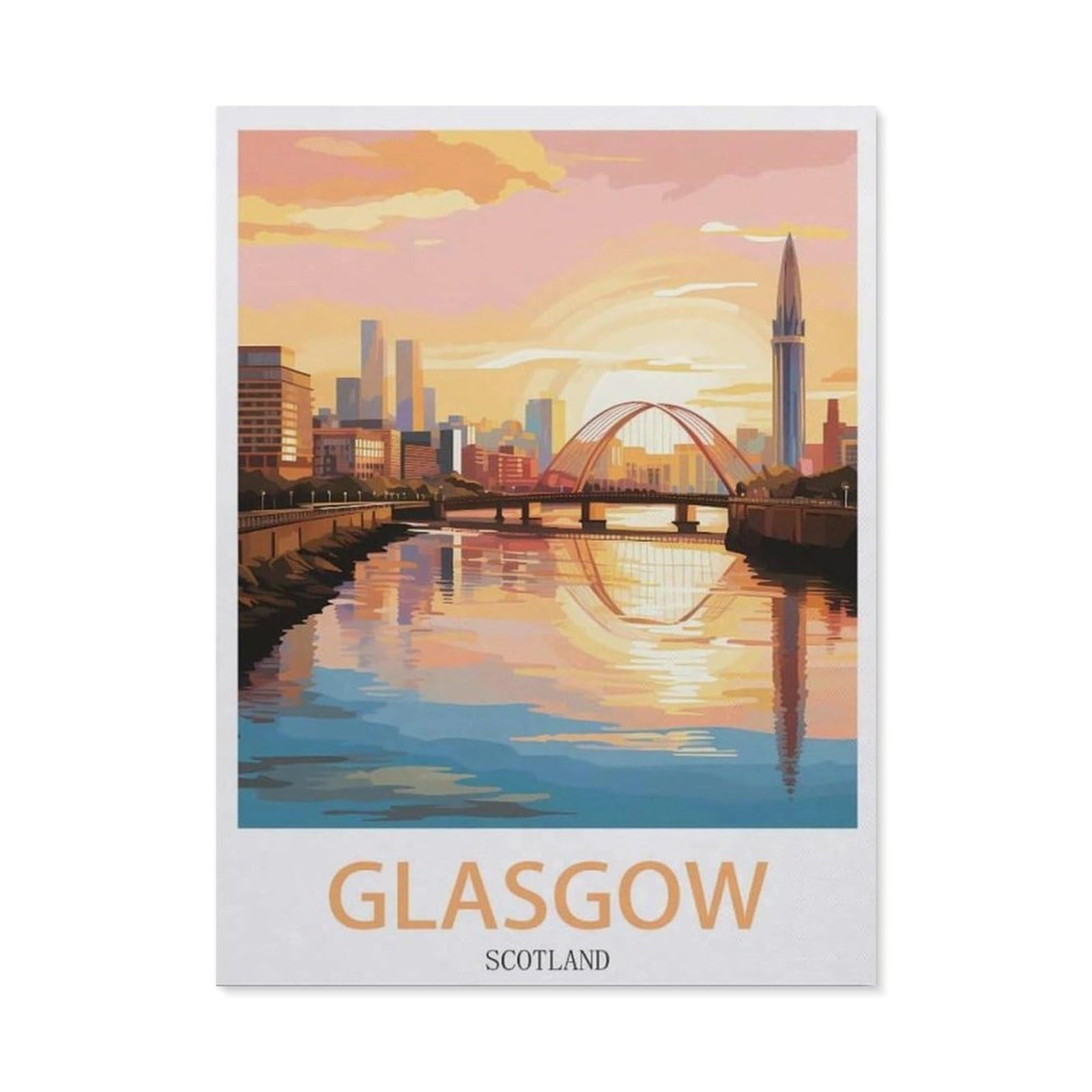 Vintage Wall Decor Metal Poster Plaque，Glasgow Scotland(20x30cm）