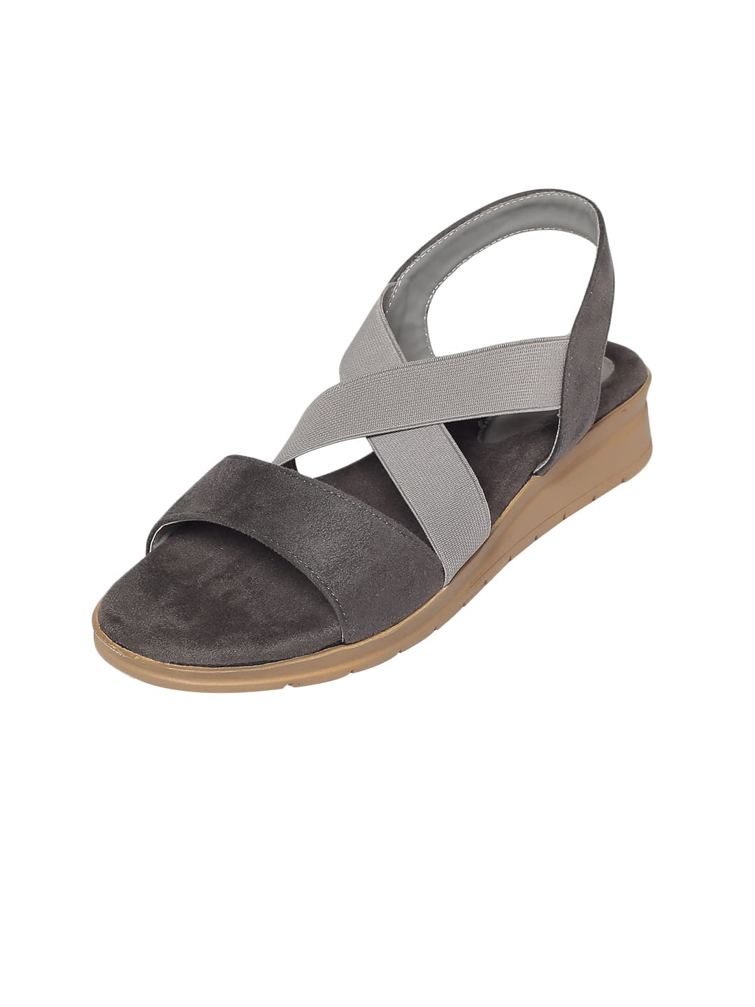 monrow Emel Suede Leather Wedge Heels for Women, Girls | Fancy & Stylish Heel sandals, Casual, Comfortable Fashion Heel Sandal-picture-3