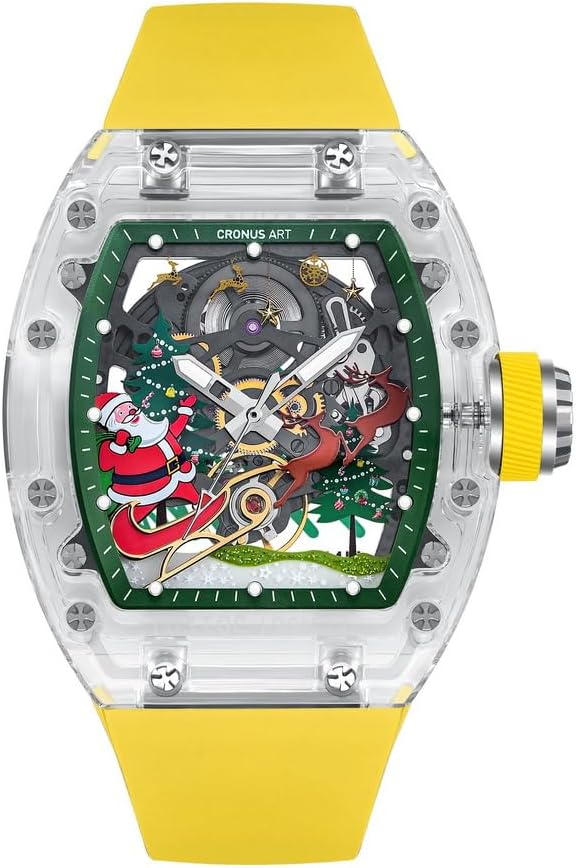 CRONUSART 腕時計 メンズ, 自動巻き 時計 Tonneau Case 腕時計 透明なクリスタルケース 50m 防水 高級機械式時計 発光、サファイアミラー、フッ素ゴムバンド、 クリスマス文字盤 (高級腕時計) Amazonで販売中 CRONUSART 腕時計 メンズ, 自動巻き 時計 Tonneau Case 腕時計 透明なクリスタルケース 50m 防水 高級機械式時計 発光、サファイアミラー、フッ素ゴムバンド、 クリスマス文字盤 (高級腕時計) Amazonで販売中