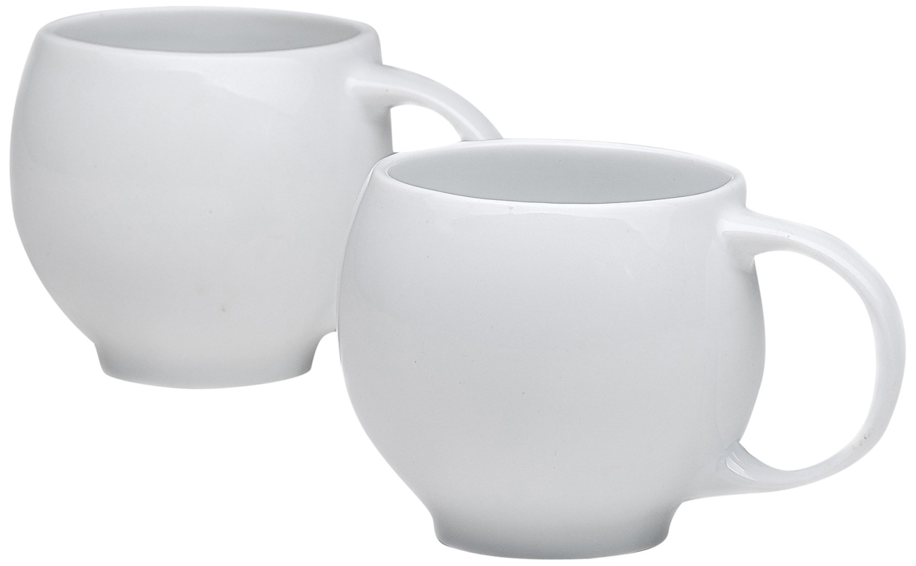 Maia Ming Designs | 2 EVA Tea Cups In Glossy White Porcelain Ceramic | 7 Ounce Specialty Cappucino, Coffee, Tea Cups | Packaged Set of 2