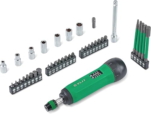 Juego de destornilladores dinamométricos de 39 piezas, cabezal hexagonal de liberación rápida de 1/4 pulgadas, ajustable de 10 a 70 pulgadas, juego