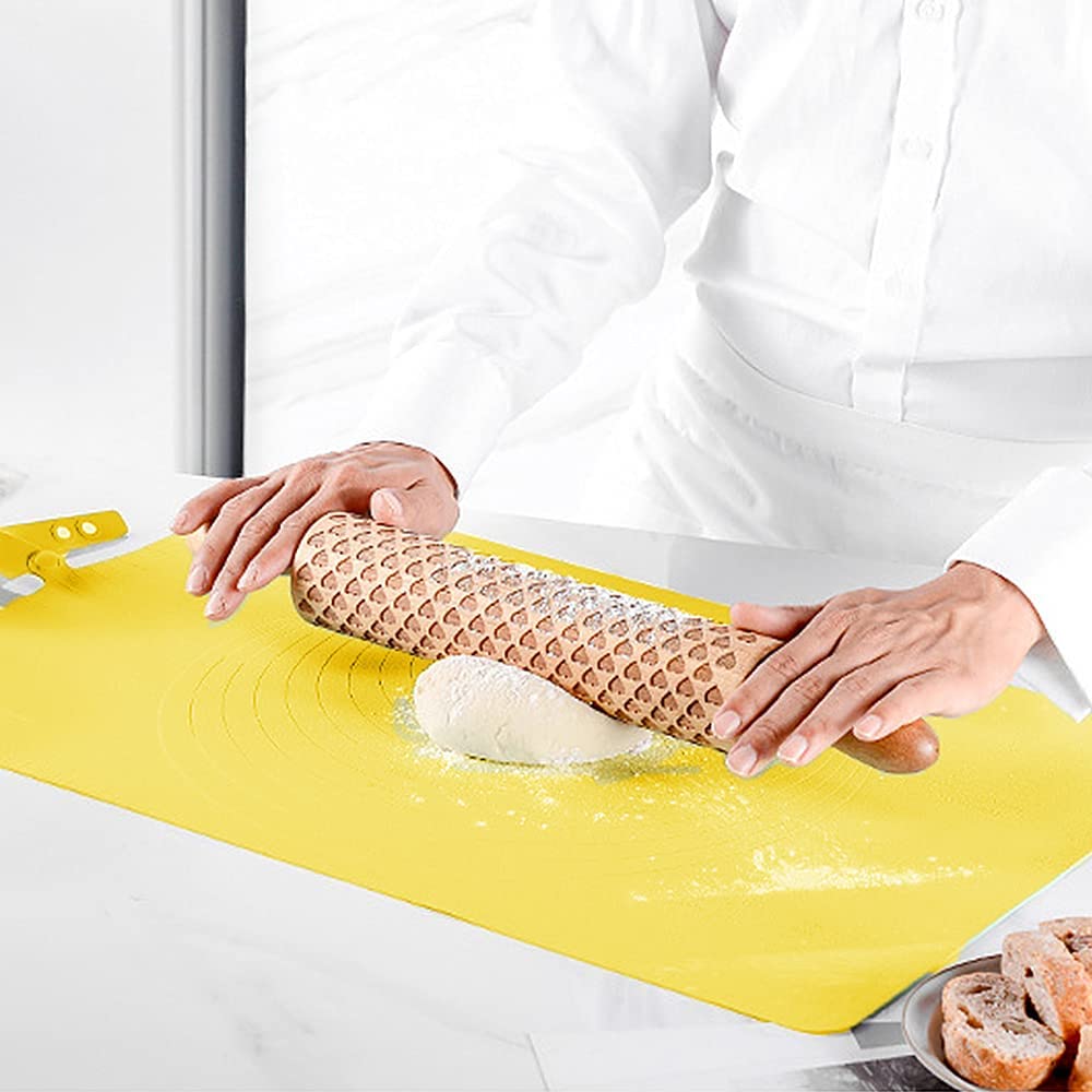 Tapis de cuisson anti-adhésif en silicone - 60 x 40 cm - Facile à nettoyer (jaune)