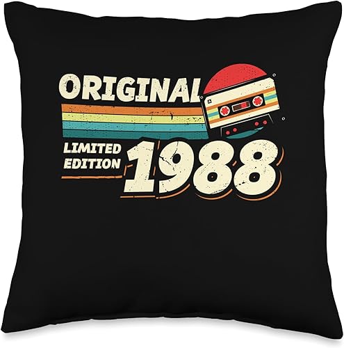 Retro Limited Edition 1988 Cassette Tape 36th Birthday Throw Pillow