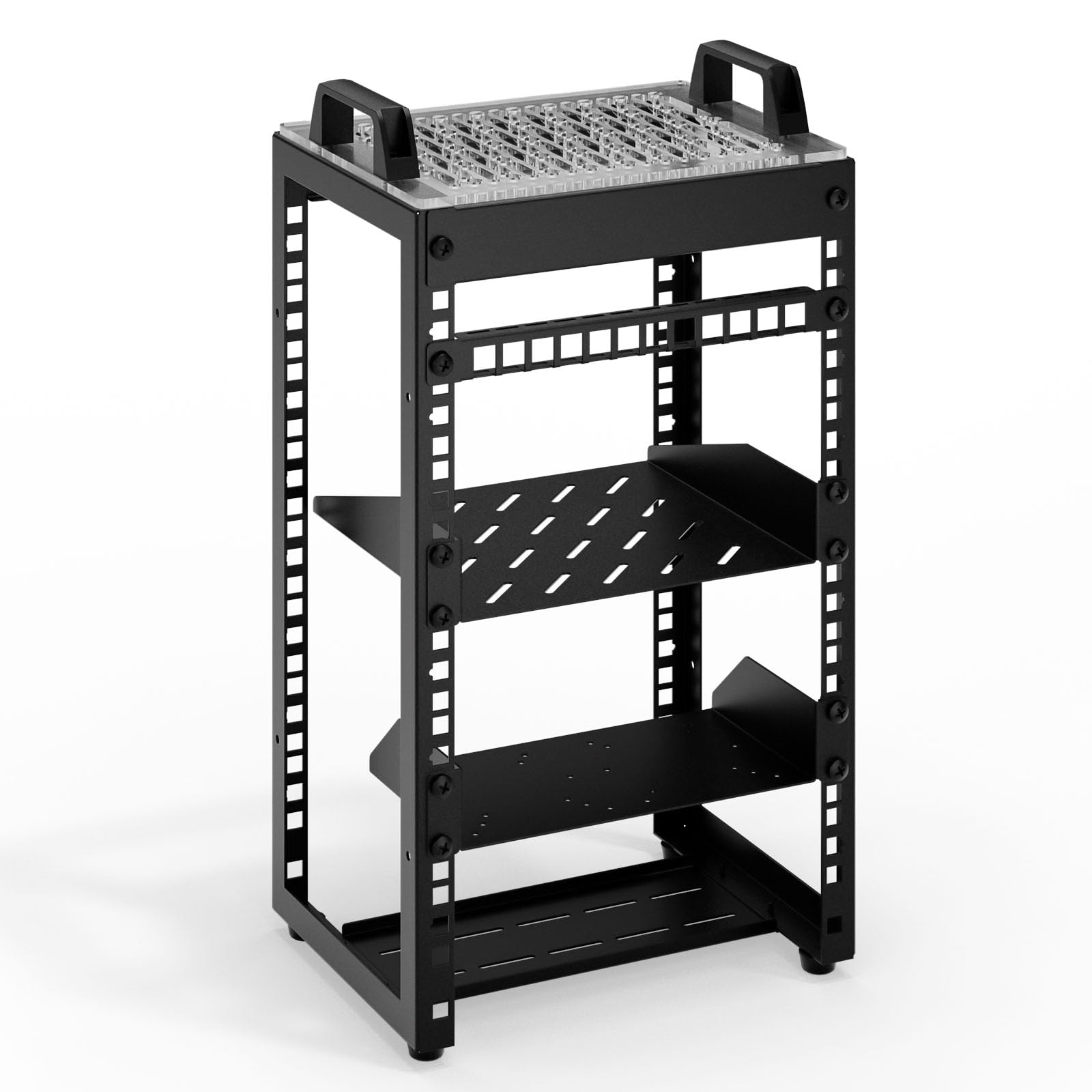 Mini rack da 10 pollici, 8U Desktop Server Rack, 200 mm di profondità con ripiano regolabile, per NAS, switch, router, pannello patch, home lab e dispositivi AV