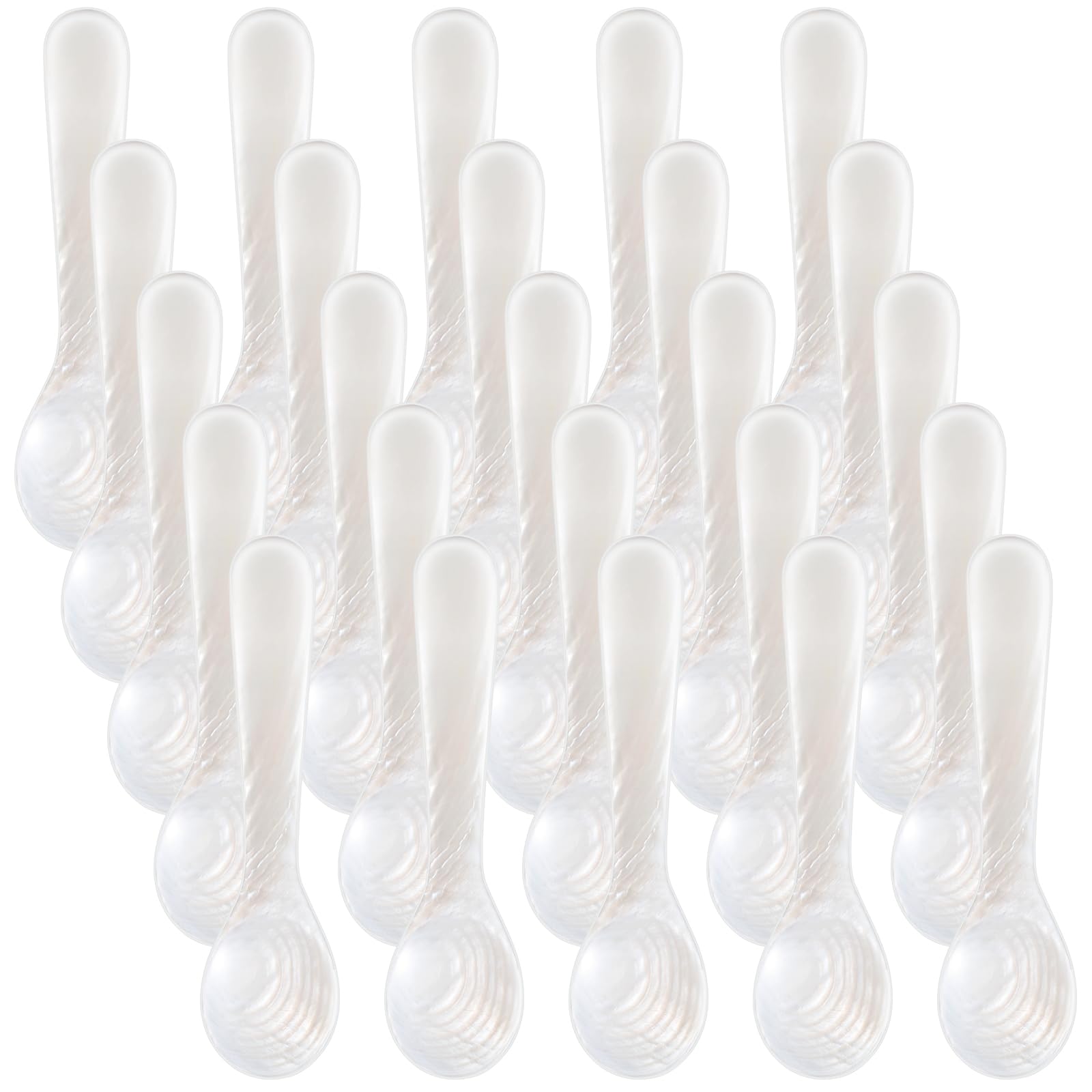 Patelai 30 Pieces Mother of Pearl Caviar Spoons Round Handle, 8cm/3.15 Inch