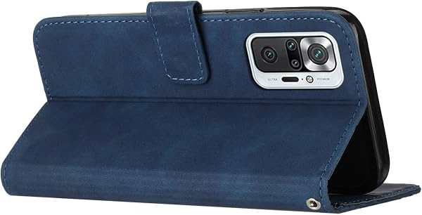OKZone Coque pour Xiaomi Redmi Note 10 Pro/Redmi Note 10 Pro Max, Etui Protection Housse Premium en Cuir PU Portefeuille Étui Téléphone [Fermoir Magnétique] [Fentes pour Cartes] Flip Case（Bleu - 2