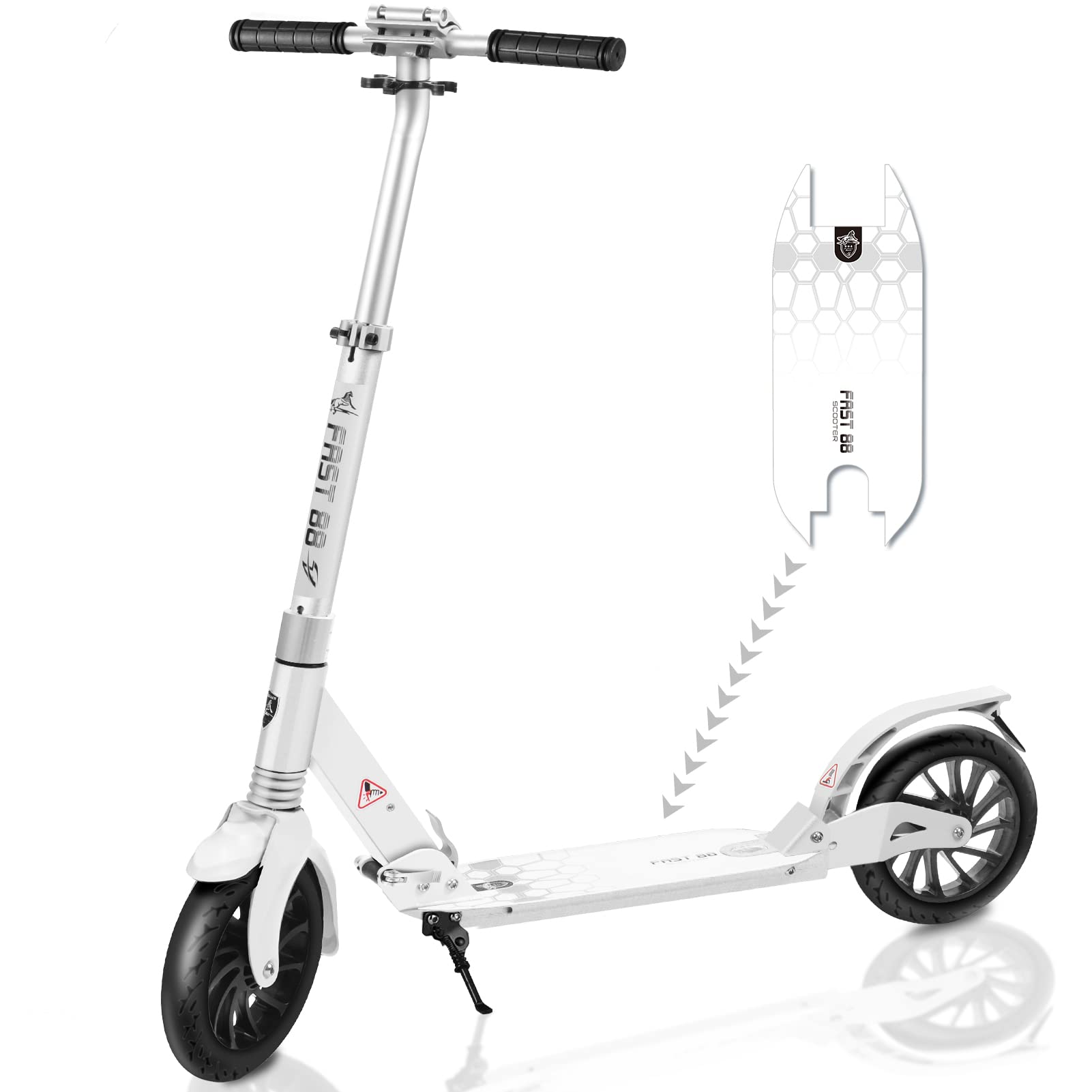 Fast 88 City Scooter Folding Scooter Children Big Wheel Scooter Adult City Scooter with Double Spring, Scooter for Adults and Children, 200 mm Large Wheels Scooter for Teenagers