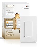 Vista 10 de MOES Interruptores de luz dobles inteligentes, interruptor Matter-WiFi de 2 bandas de un solo polo, requiere cable netural, combo de interruptor