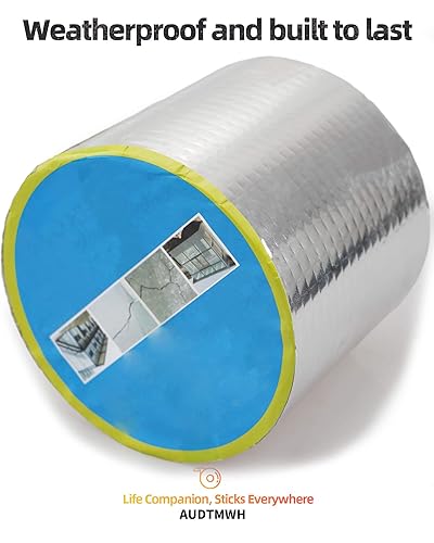 Miniatura 8 de Cinta de aluminio de goma de butilo de 2 pulgadas x 16.4 pies (ancho x largo), cinta de butilo de aluminio súper impermeable, reparación multiusos