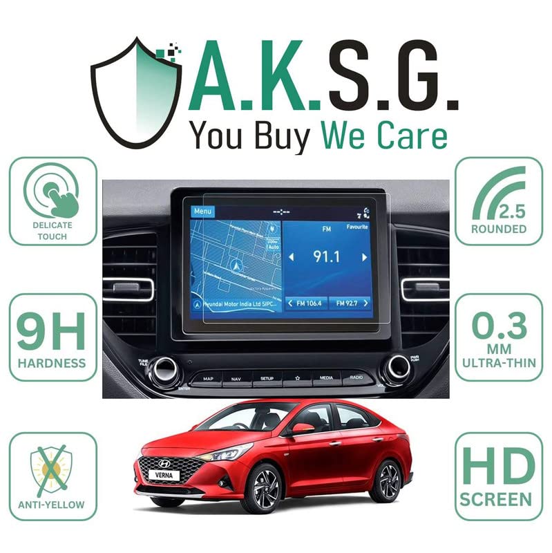 Image of A.K.S.G. A.K.S.G.Hyundai Verna Facelift 8 Inch [2020-2023] Car Accessories Navigation or Music System Touch Screen Infotainment Screen Protector (Company Fitted) Not a Tempered Glass [Transparent]