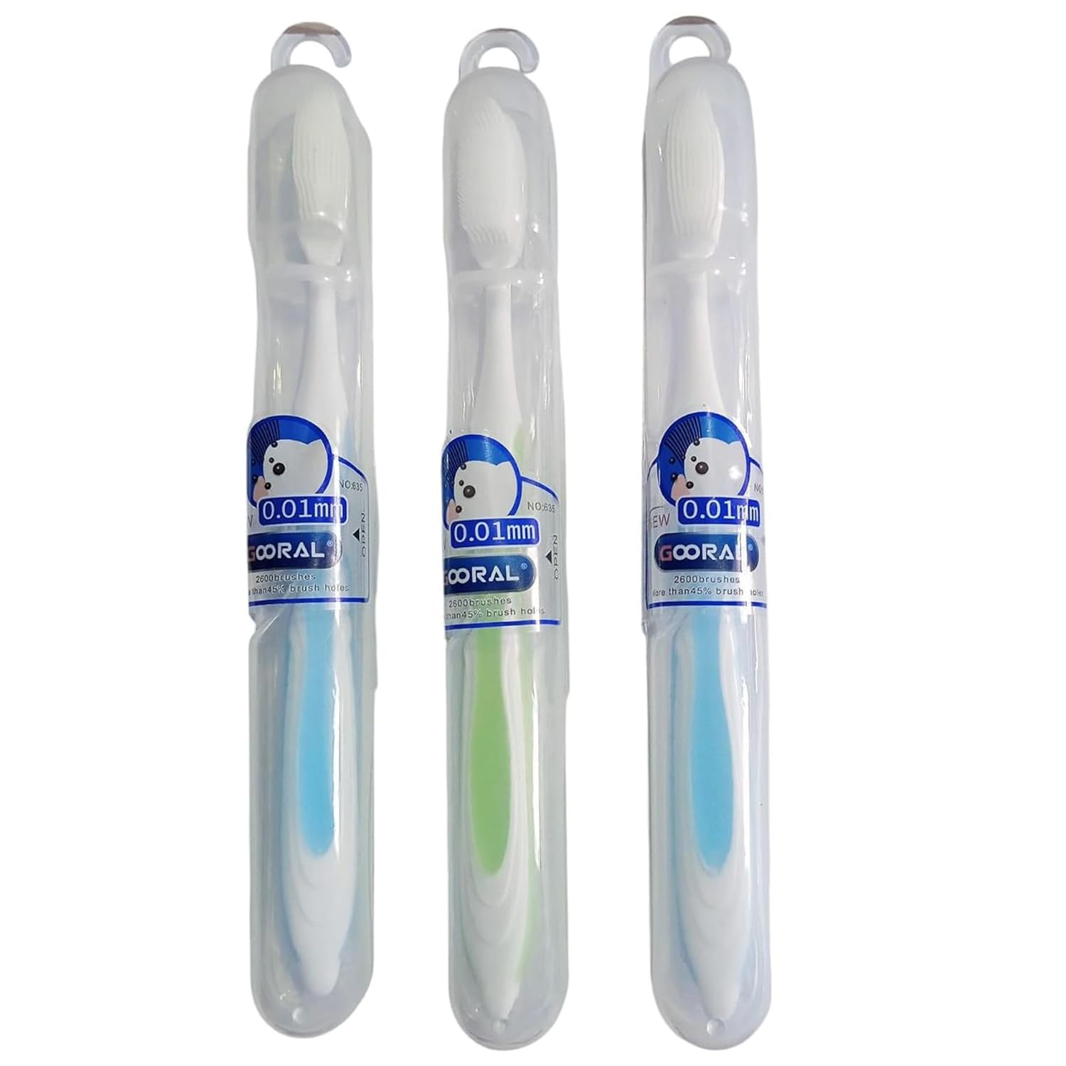Homava Extra Soft Silicone Toothbrush for Kids Adults with 0.01 mm Bristles, Over 2600 Ultra-Soft Bristles, Gentle Gum Care, Includes Safety Plastic Case for Hygienic Storage, Assorted Colour | Pack 3-image-28